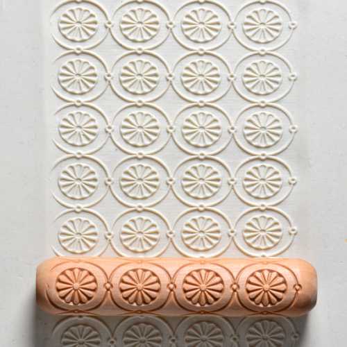 Pottery Hand Roller / Clay Texture Tool Leafy Spiral R07 