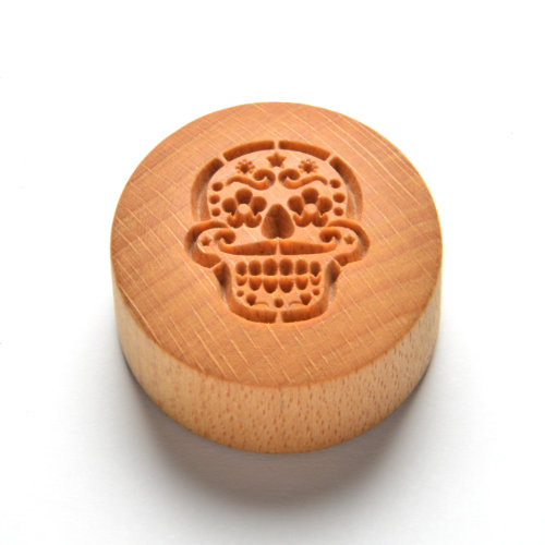 curve top Day of the Dead Skull pottery stamp