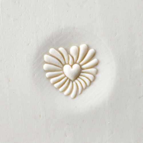 curve top heart love pottery stamp